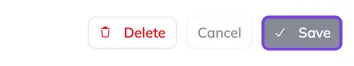 The detail bar with the unsaved badge and the Delete, Cancel, Save buttons