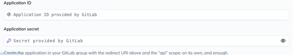 The Application ID and Application secret fields