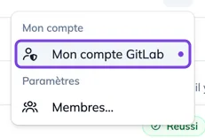 L'entrée Mon compte GitLab dans le menu de l'espace