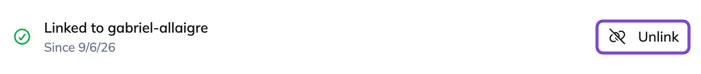 The Unlink button and the Link needs renewing state