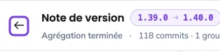 La flèche de retour de l'écran Note de version